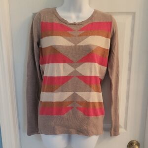 GAP Gray/brown/coral/gold Sweater